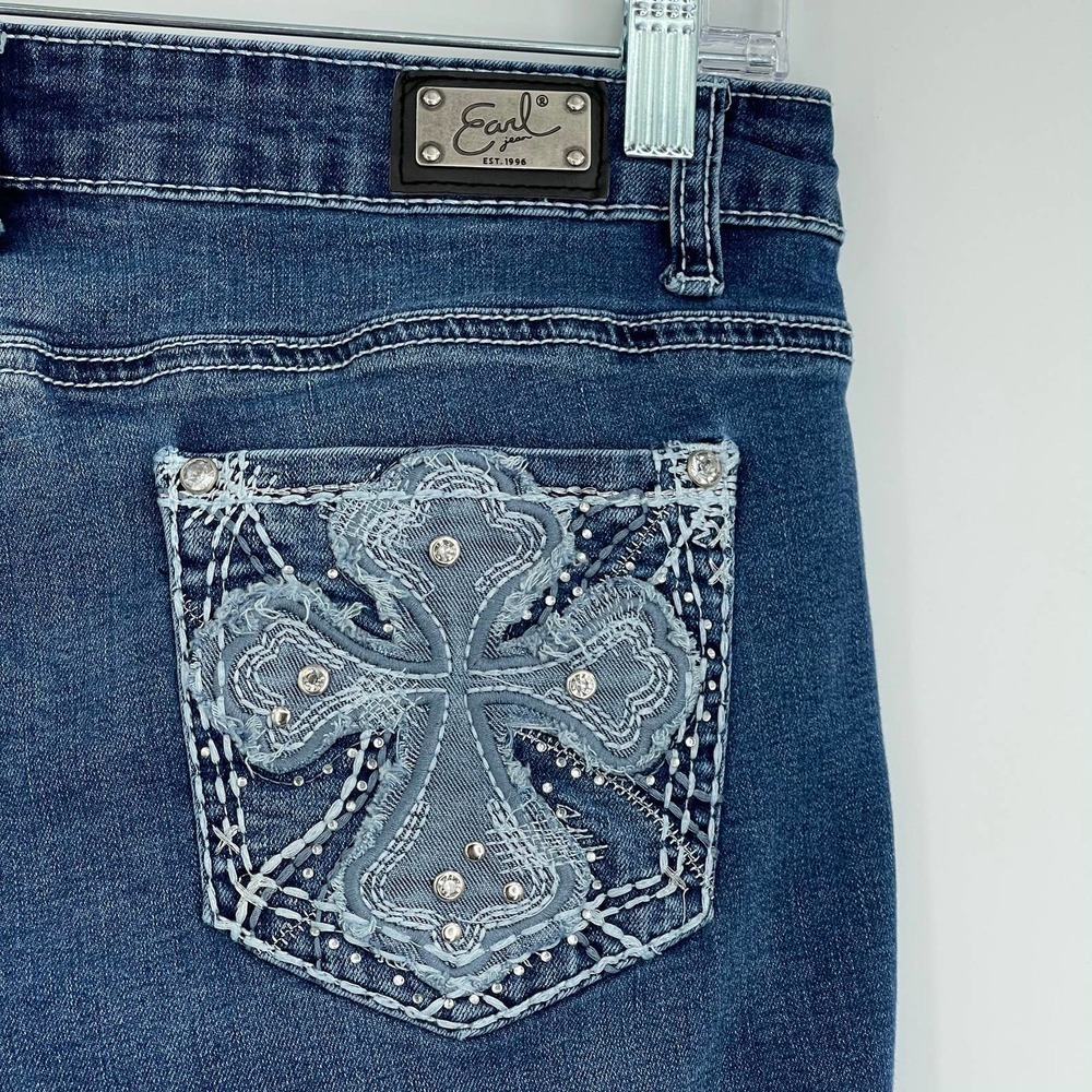 Earl Jeans cross embroidered crops